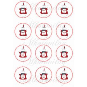    Hóemberkék Helló TÉL felirattal piros csavart körökben KICSIBEN