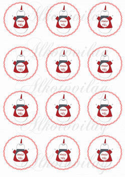  Hóemberkék Helló TÉL felirattal piros csavart körökben KICSIBEN