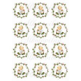 Angyalka kismadárral karácsonyi koszorúkban KICSIBEN