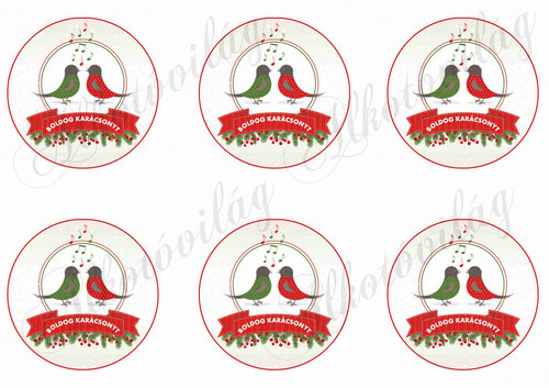 Daloló madárkák boldog karácsonyt felirattal