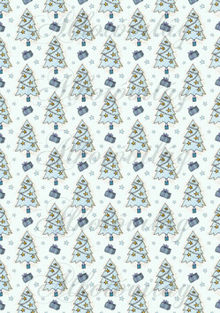 Karácsonyfák csillagokkal, ajándékdobozokkal