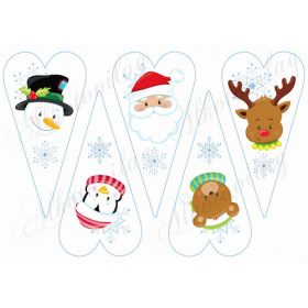 Karácsonyi cuki arcok hópelyhekkel szívekben