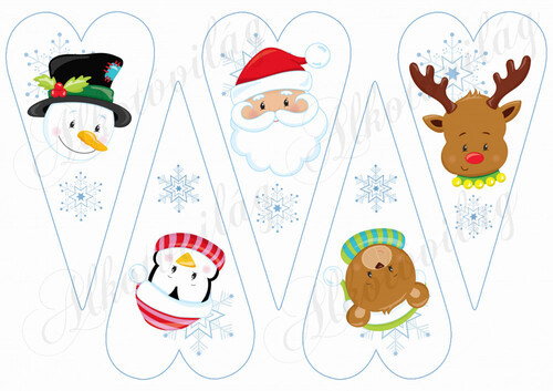 Karácsonyi cuki arcok hópelyhekkel szívekben