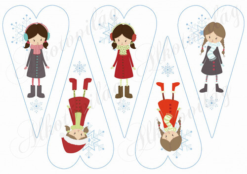 Karácsonyi lánykák hópelyhekkel szívekben