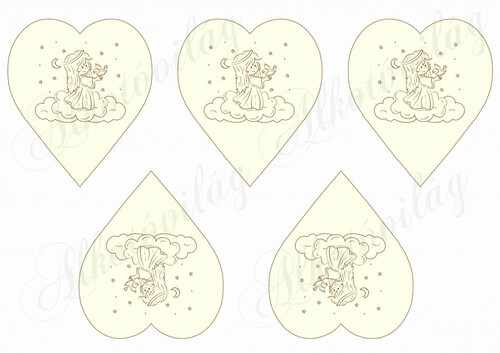 Drapp szívek madárkás angyalkával