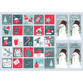 Adventi naptár szürke-piros-zöld