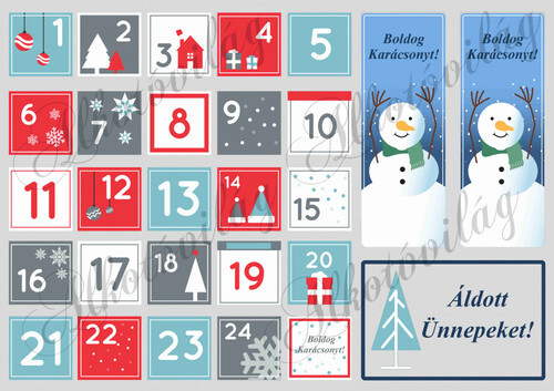 Adventi számok szürke-piros-kék