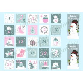 Szürke- rózsaszín adventi naptár pasztell színekkel