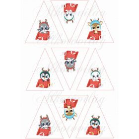   Díszdobozban lévő cuki karácsonyi állatkák - mosómaci, cica, őz, pingvin