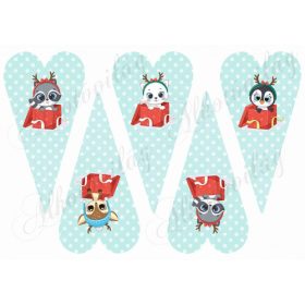   Hosszúkás halványkék pöttyös szívek cuki állítkákkal ajándékdobozban