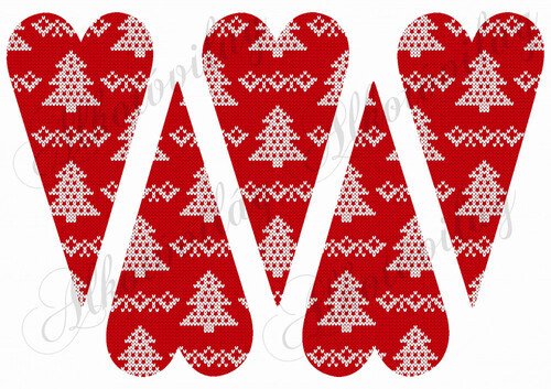 Hosszúkás kötött mintás szívek