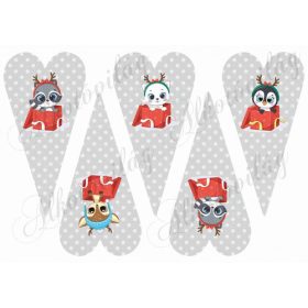   Hosszúkás szürke pöttyös szívek cuki állítkákkal ajándékdobozban