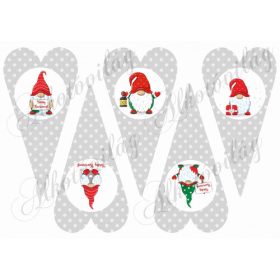 Hosszúkás szürke pöttyös szívek manókkal