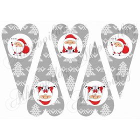 Hosszúkás szürkés kötött mintás szívek MIKULÁSOKKAL