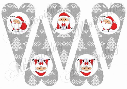 elongated grey knitted hearts with Santa Claus