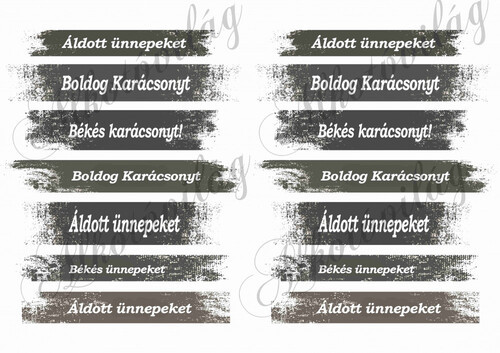 Karácsonyi feliratok barnás csíkokban