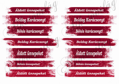 Karácsonyi feliratok bordós csíkokban