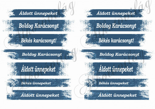 Karácsonyi feliratok kékes csíkokban