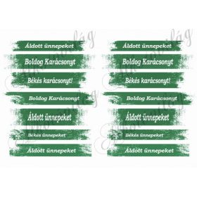 Karácsonyi feliratok zöldes csíkokban