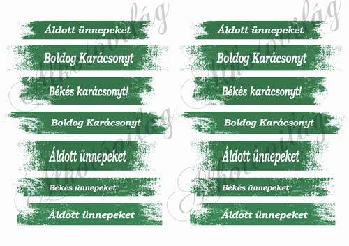 Karácsonyi feliratok zöldes csíkokban