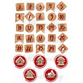   Mézeskalács adventi számok mézeskalács házikós körökkel