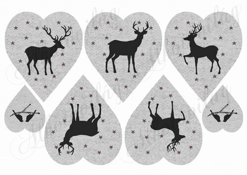 Szarvas sziluettek HOMOKBARNA szív alapon