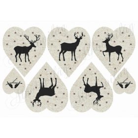 Szarvas sziluettek SÁRGÁSBARNA szív alapon