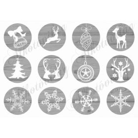 Fehér karácsonyi sziluettek fa kör alapokon