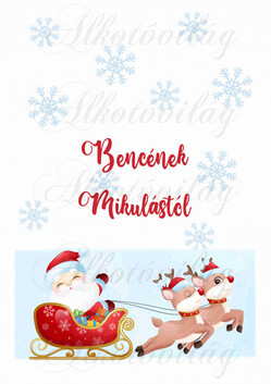 EGYEDILEG NÉVRE SZÓLÓAN-Mikulászsák panel - Mikulással, szánnal szarvasokkal