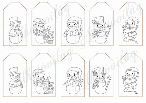 Ajándékkísérő kártyák hóemberekkel