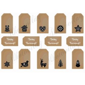 Karácsonyi ajándékkísérő kártyák barna alapon