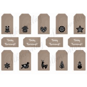 Karácsonyi ajándékkísérő kártyák barna alapon2