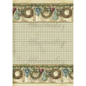 Rusztikus papír szívvel, angyalkákkal,koszorúkkal