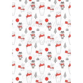   Réni lufival, jegesmaci, nyuszi ajándékcsomaggal karácsonyi minta