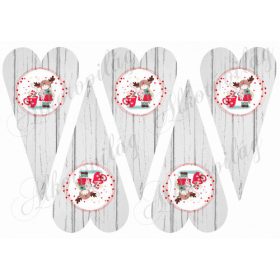   Kislány nyuszival, forró kakaóval fa struktúrájú szívekben