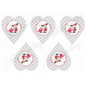 Kislány nyuszival, forró kakaóval pöttyös szívekben