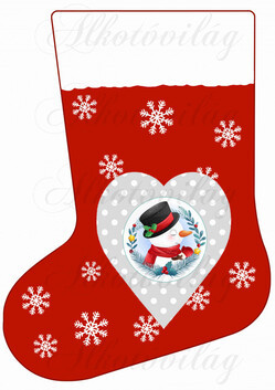 Mikuláscsizma hóemberrel pöttyös szíven