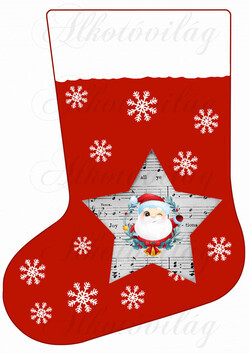 Mikuláscsizma kottás - télapós csillaggal