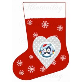 Mikuláscsizma pingvinnel pöttyös szíven