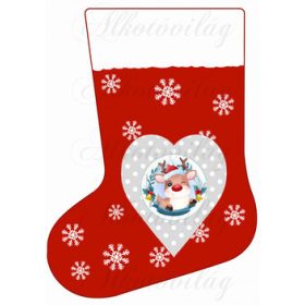 Mikuláscsizma szarvassal pöttyös szíven
