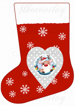 Mikuláscsizma szarvassal pöttyös szíven
