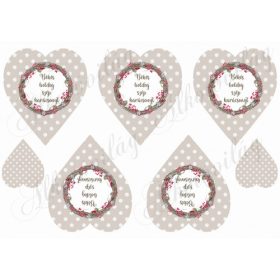   Barnás pöttyös szívek koszorúval, karácsonyi felirattal