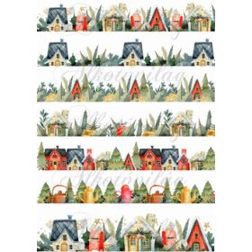 Karácsonyi bordűrök házikókkal