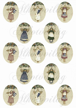 Karácsonyi rusztikus angyalok oválisokban