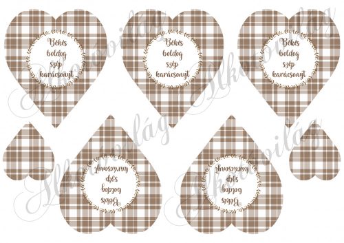 square grid hearts in brown and white with christmas lettering