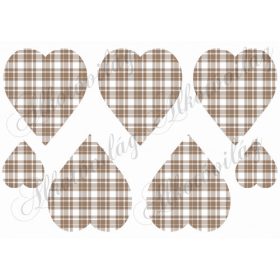 Négyzetrácsos szívek barna-fehér színben