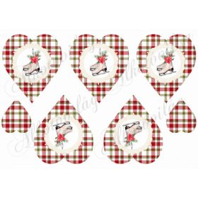   Négyzetrácsos szívek karácsonyi színekben - KORCSOLYÁVAL