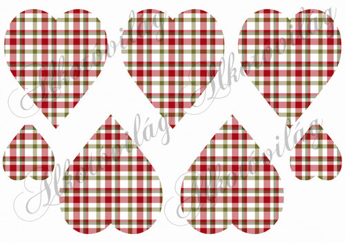 Négyzetrácsos szívek karácsonyi színekben