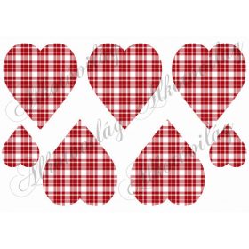 Négyzetrácsos szívek BORDÓ-fehér színben