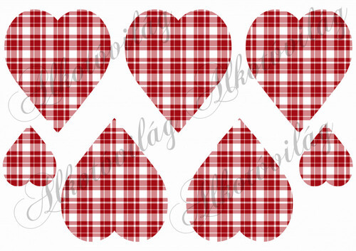 Négyzetrácsos szívek BORDÓ-fehér színben